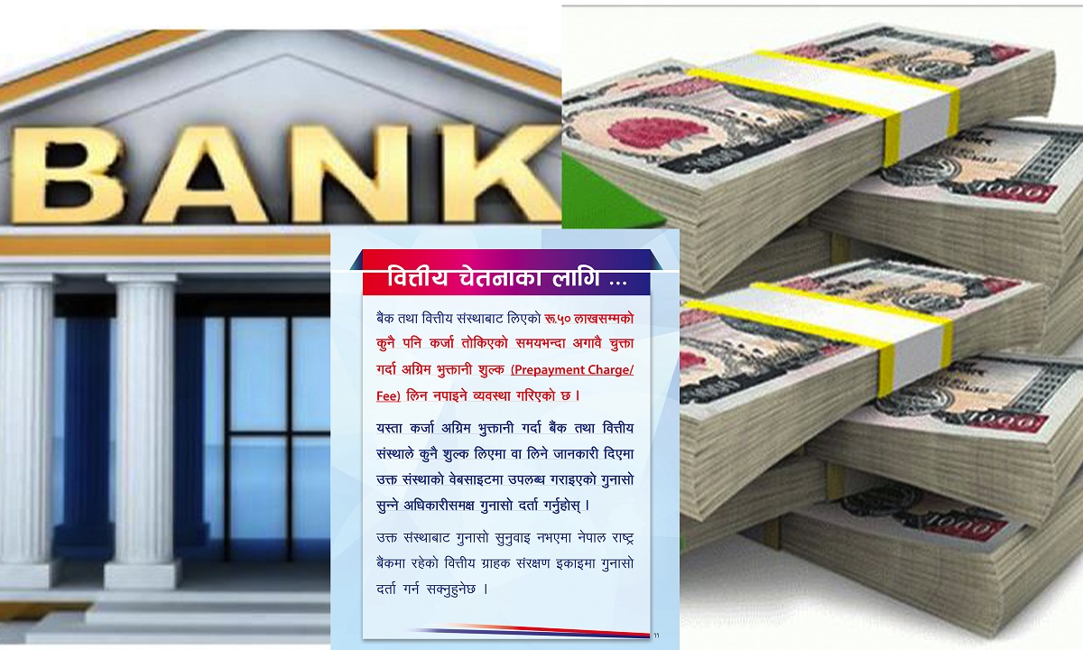 ५० लाखसम्मको कर्जामा अग्रिम भुक्तानी गरे शुल्क लिन नपाइने