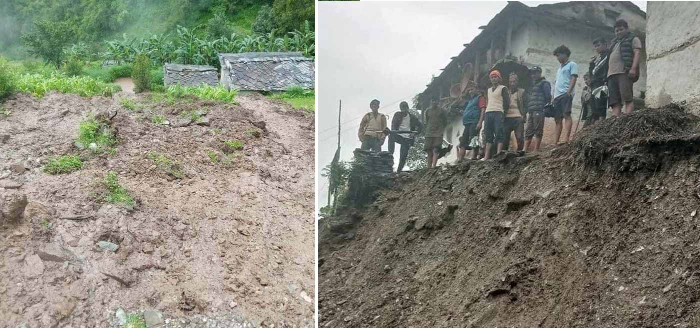 रनेडामा पहिरो जाँदा पाँच परिवार विस्थापित