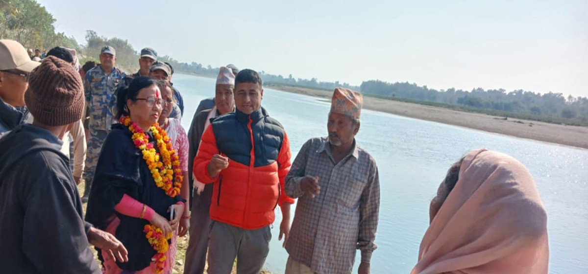हिउँदमा पनि कर्णाली नदीबाट कटान रोकिएन