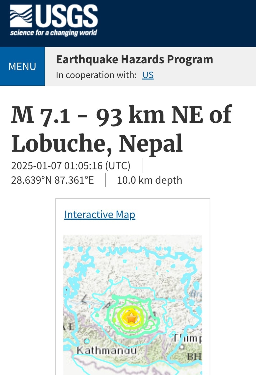 काठमाडौंमा भुकम्पको धक्का महशुश, ७.१ को तिब्रता