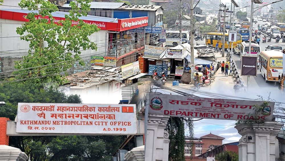 जडीबुटी–पेप्सीकोला सडकखण्डका अवैध संरचना हटाइदै