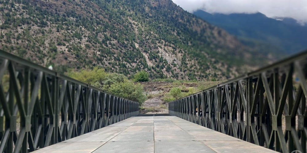 Bailey bridge installed over Kaligandaki River in Mustang