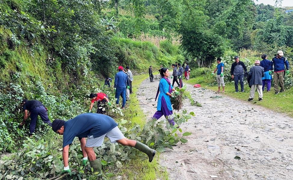खोटाङको साकेलामा श्रमदान अभियान
