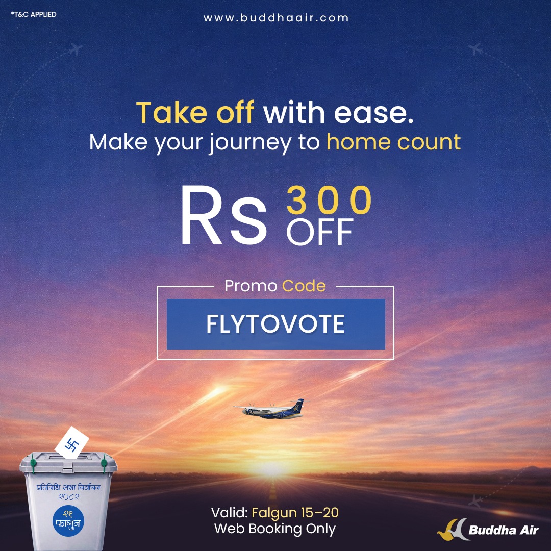 बुद्ध एयरको नयाँ वेबसाइट सार्वजनिक, प्रोमो कोडमा ३०० रुपैयाँ छुट