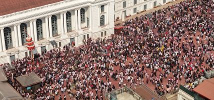 ड्रोनबाट यस्तो देखियो वसन्तपुरको रंगीन होली उत्सव (फोटोफिचर)