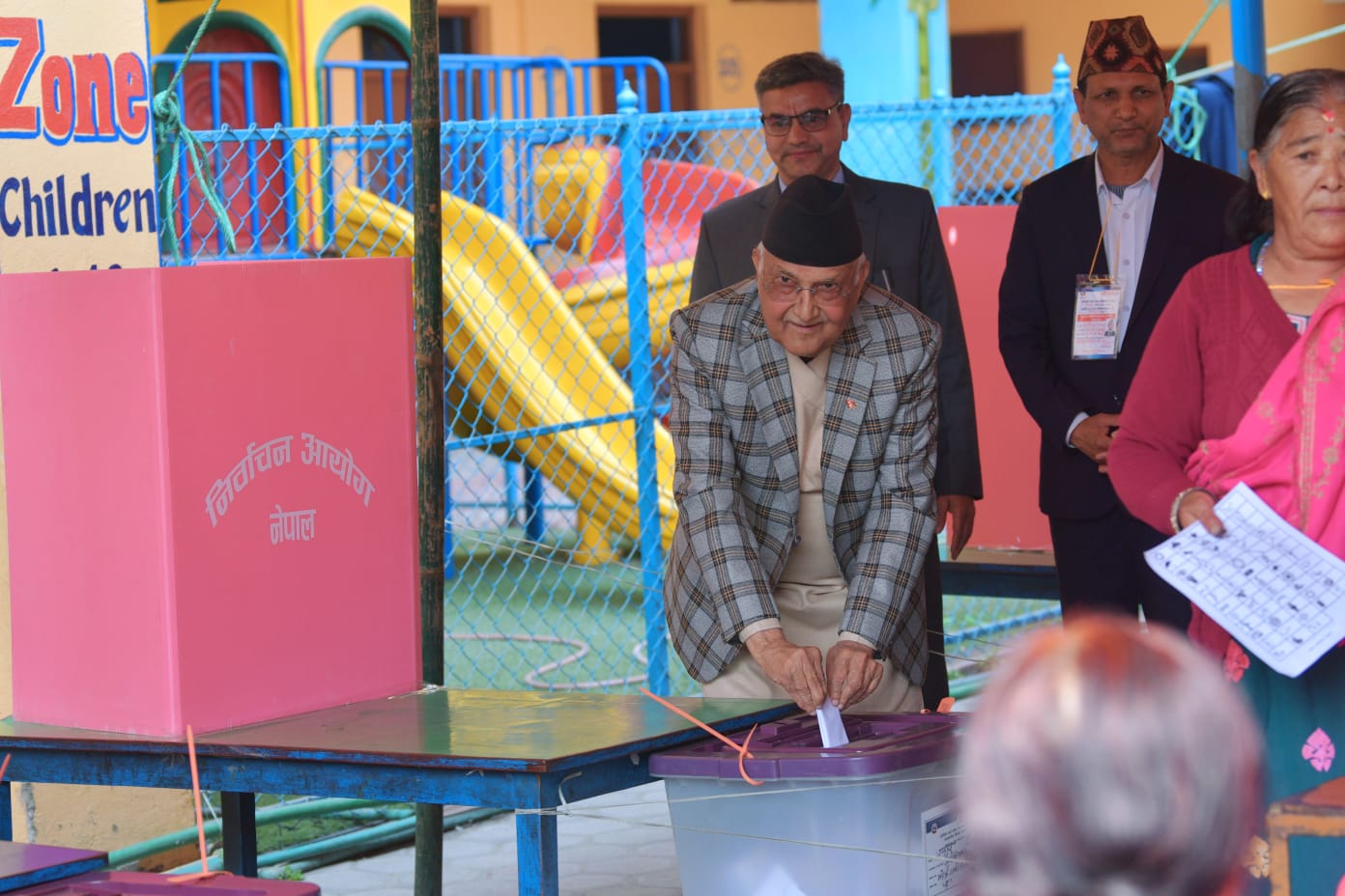 UML Chair Oli votes from Balkot-based polling centre   