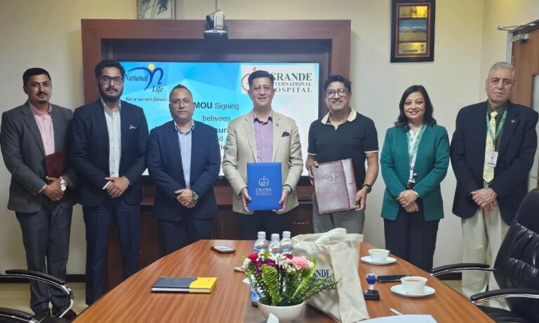नेशनल लाइफ र ग्राण्डी इन्टरनेशनल हस्पिटलबीच मेडिकल सेवा सम्झौता सम्पन्न