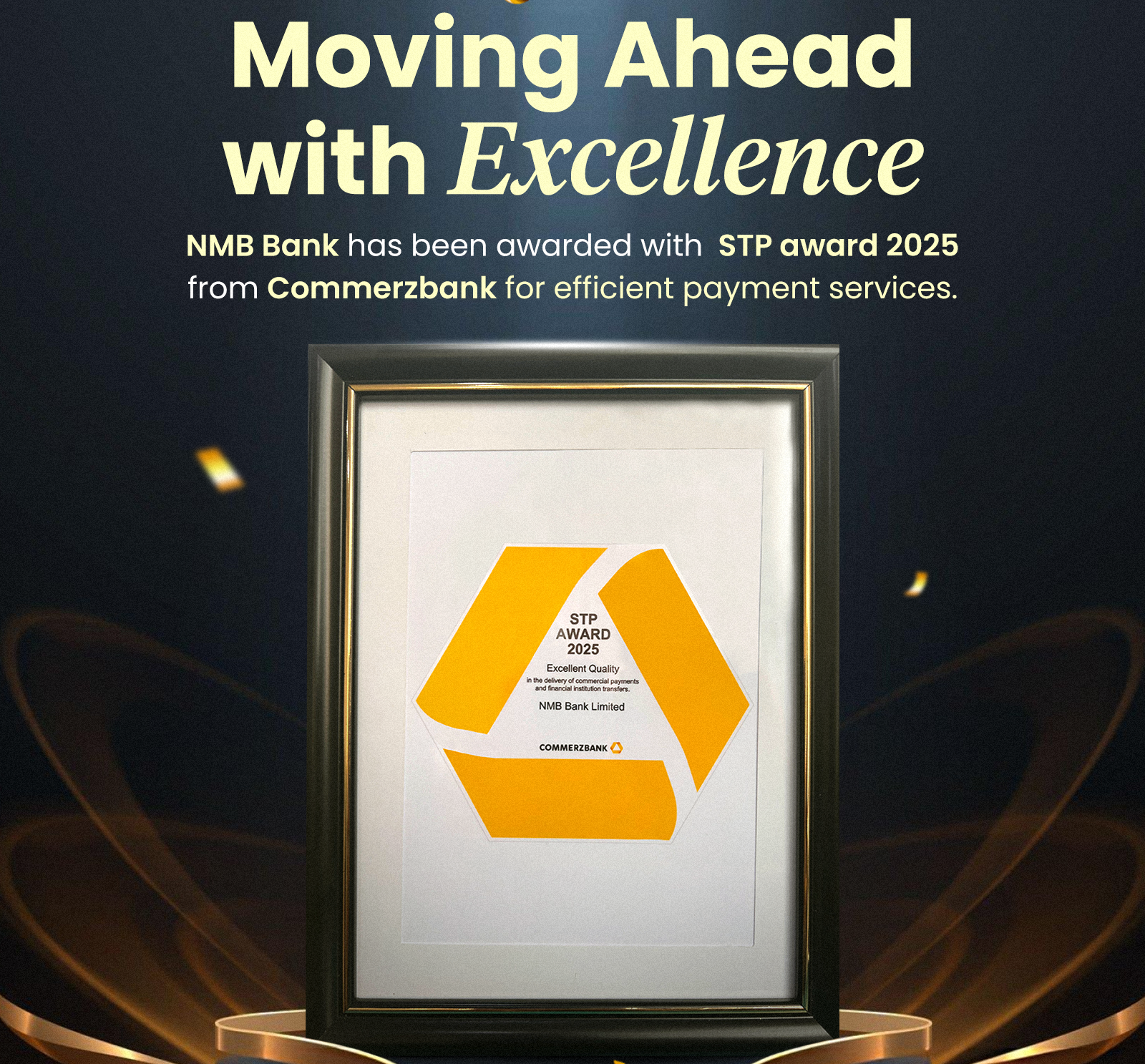 एनएमबि बैंकलाई कमर्ज बैंक जर्मनीबाट ‘एसटीपी अवार्ड २०२५’ प्रदान