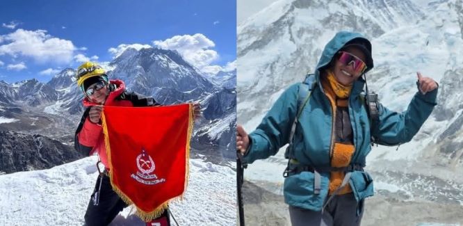 सशस्त्र प्रहरीका दुई महिला कर्मचारी पहिलो पटक सगरमाथाको शिखरमा