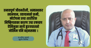 उच्च रक्तचाप भनेको ‘साइलेन्ट किलर’ हो, जोखिनुपर्छ : डा.अनिल भट्टराई (भिडियो सहित)