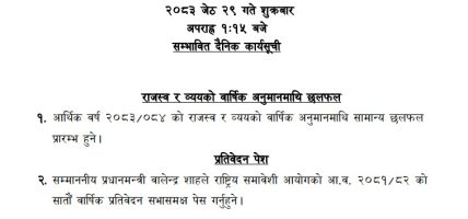 राष्ट्रियसभाको बैठकमा आजबाट बजेटमाथि छलफल सुरु हुने