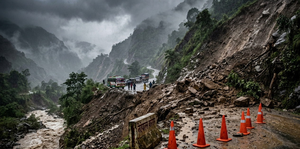 पहिरो, बाढी र वर्षाका कारण देशका विभिन्न राजमार्ग अवरुद्ध