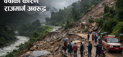 वर्षाका कारण देशका विभिन्न राजमार्ग तथा सडकखण्ड अवरुद्ध