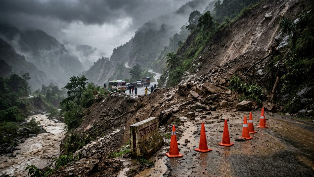 वर्षाजन्य विपद्ः विभिन्न सडकमा यातायात अवरुद्ध
