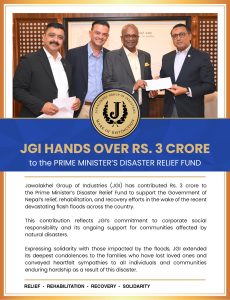 Jawalakhel Group of Industries Contributes Rs 3 Crore to PM’s Disaster Relief Fund