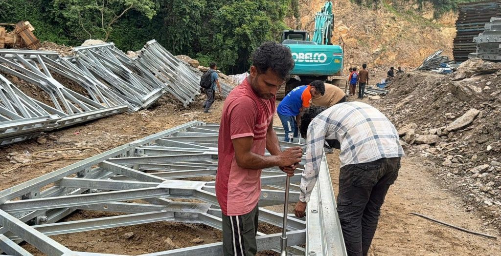 पुवाखोलामा बेलिब्रिज जडान सुरु