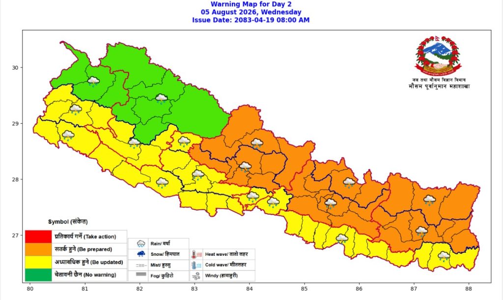 आजको मौसमः तराईका केही स्थानमा भारी वर्षाको सम्भावना, सतर्क रहन आग्रह