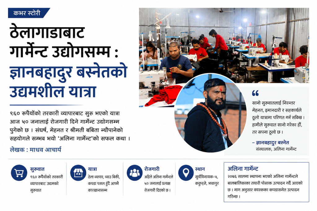 ओझेलमा परेको गार्मेन्ट उद्योग : ठेलागाडाबाट उद्योगसम्म ज्ञानबहादुरको उद्यमशील यात्रा