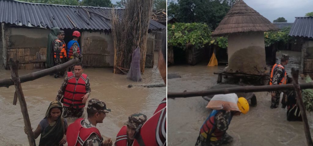 बाढी प्रभावित क्षेत्रमा सेनाद्वारा उद्धार जारी
