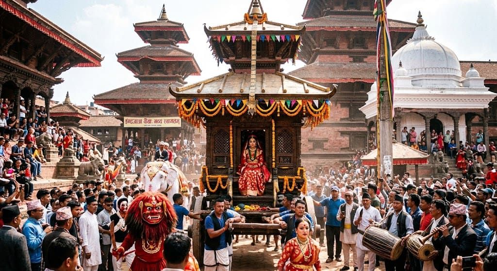 इन्द्रजात्रा : जब स्वर्गका राजा इन्द्र काठमाडौंमा बाँधिए