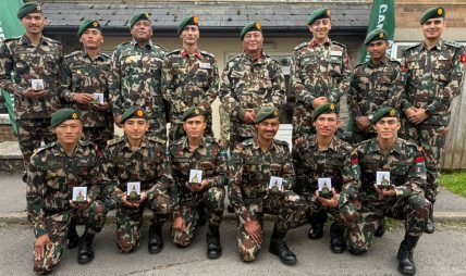 नेपाली सेनालाई बेलायतमा भएको ‘क्यामब्रेन पट्रोल २०२६’ मा स्वर्ण पदक नेपाली सेनालाई बेलायतमा भएको ‘क्यामब्रेन पट्रोल २०२६’ मा स्वर्ण पदक